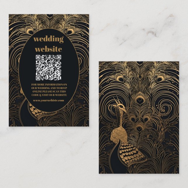 qr code Elegante Art Deco Begleitkarte (Vorne/Hinten)