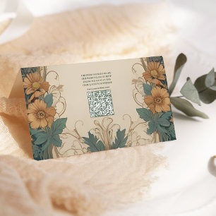 QR Code Elegante Art Nouveau Floral Wedding Begleitkarte
