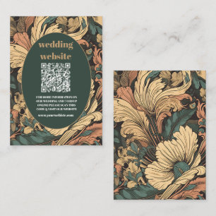 QR-Code Elegante Art Nouveau-Hochzeit mit floralem Begleitkarte