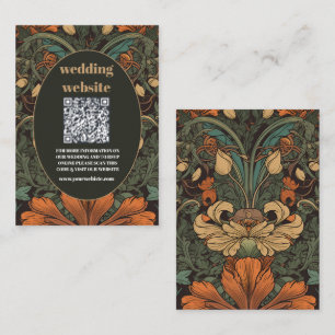 QR-Code Elegante Art Nouveau-Hochzeit mit floralem Begleitkarte