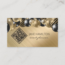 QR Code Elegante Balloons Gold Business Card Visitenkarte