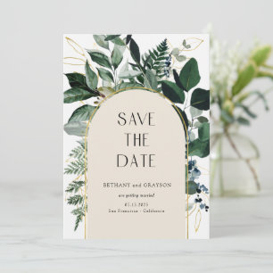 QR-Code, elegante beige botanische Foliage Wedding Save The Date