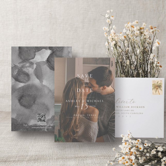 QR Code Elegante Foto Wedding Website Save The Date (QR Code Save the Date!)