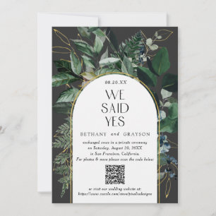 QR-Code, Elegante Hochzeit der modernen botanische Ankündigung