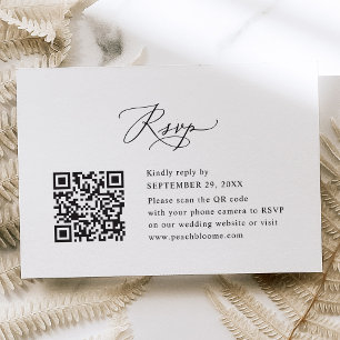 QR Code Elegante Moderne Kalligraphie Hochzeit RSV RSVP Karte