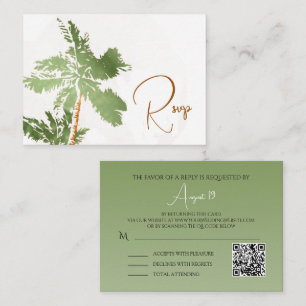 QR-Code Elegante Palm Trees Copper Beach Hochzeit Begleitkarte
