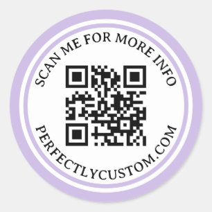 QR-Code Elegante Textleuchte lila doppelte Grenze Runder Aufkleber