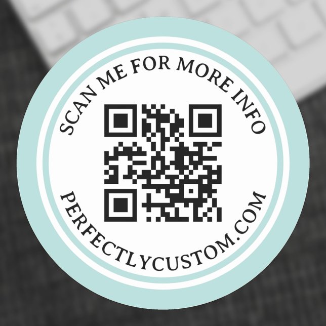 QR-Code eleganter Text hellblau, doppelter Rand Runder Aufkleber (Von Creator hochgeladen)