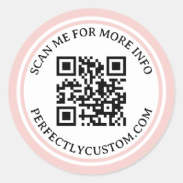 QR-Code: eleganter Text hellblau-rosa Rand Runder Aufkleber