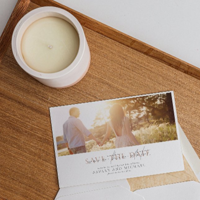 QR-Code Elegantes Script-Foto Hochzeitsskripte Spe Einladung (Save the Date Cards 💌📆)