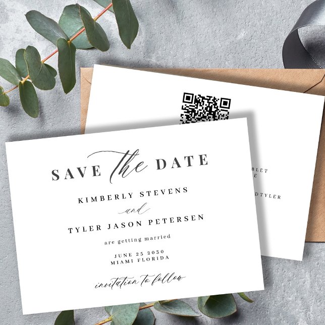 QR CODE elegantes Skript einfache Hochzeit Save The Date (Von Creator hochgeladen)