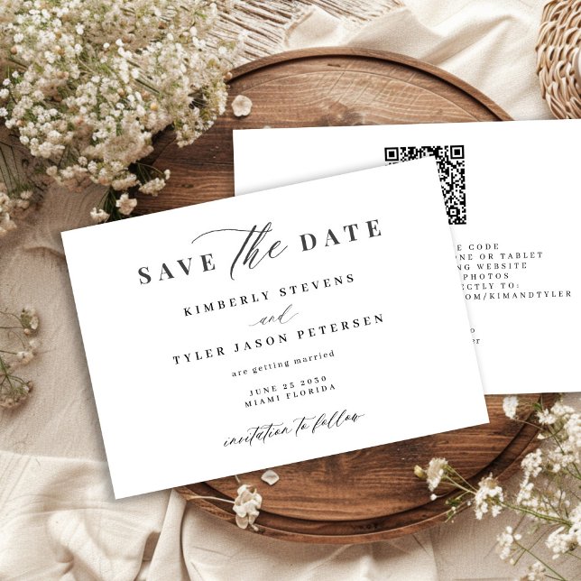 QR CODE elegantes Skript einfache Hochzeit Save The Date (Von Creator hochgeladen)
