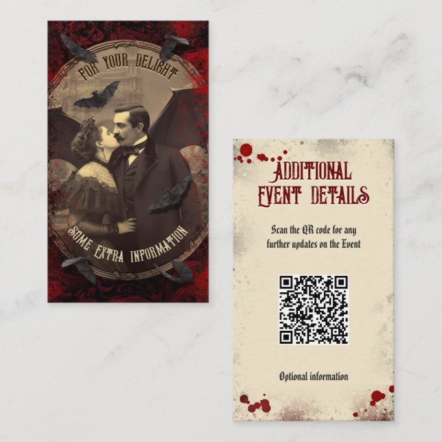 QR Code Ereignisdetails Halloween Romantischer Dra Begleitkarte (Vorne/Hinten)