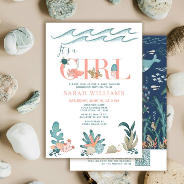 QR-Code Es ist ein Mädchen unter der Sea Baby Show Einladung (Von Creator hochgeladen)