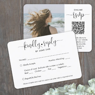 QR-Code & Essensoptionen Trendige moderne Schrift  RSVP Karte
