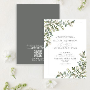 QR-Code Eukalyptus Botanische Zahnfleischhochzeit Einladung