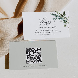 QR Code Eukalyptus Greenerity Wedding RSVP Cards Visitenkarte