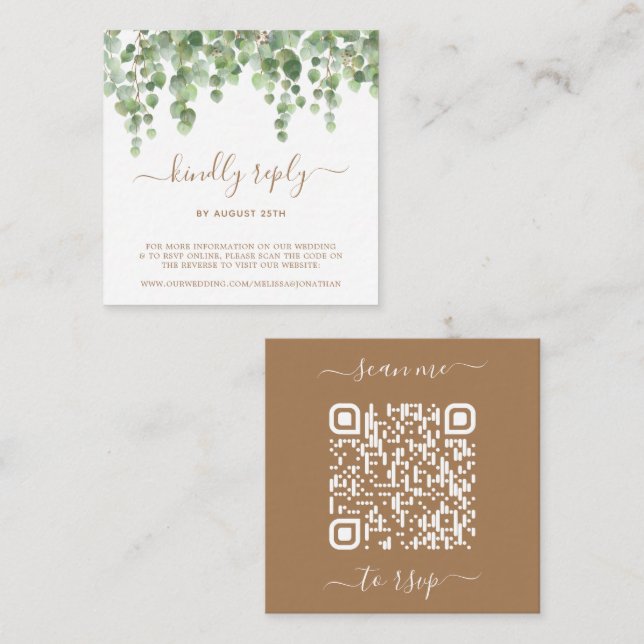 QR Code Eukalyptus Greenerity Wedding Website UAWG Begleitkarte (Vorne/Hinten)