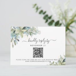 QR Code Eukalyptus Greenery Wedding RSVP Karte