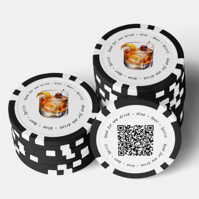 QR Code Event Cocktail Drink Gutschein Pokerchips (Stapel)