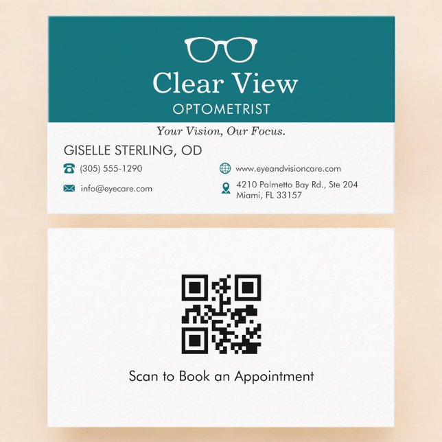 QR Code Eye Doctor Optometrist Office Glasses Icon Visitenkarte (Von Creator hochgeladen)