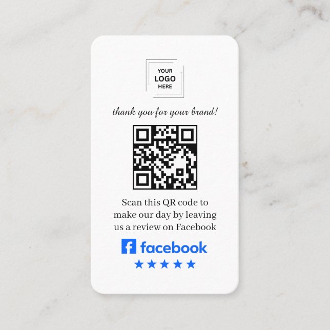 QR-Code Facebook-Bewertung Kundenfeedback-Stil Visitenkarte (Vorderseite)