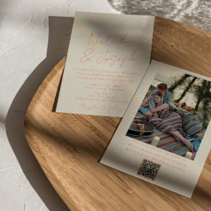 QR-Code Farbige Pastell Whimsical Foto Hochzeit Einladung