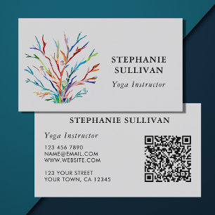 QR Code Farbige Yoga Instructor Business Card Visitenkarte