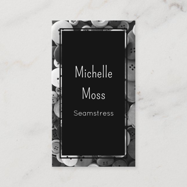 QR Code Fashion Seamstress Tasten Classic Black Visitenkarte (Vorderseite)