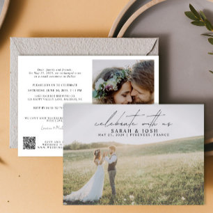 QR-Code feiert mit 2 Foto Hochzeit bei uns Ankündigung