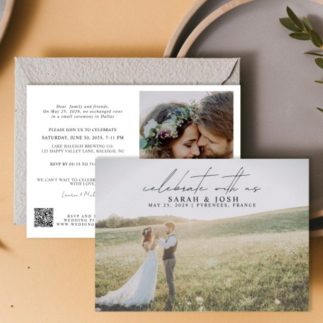 QR-Code feiert mit 2 Foto Hochzeit bei uns Ankündigung (Von Creator hochgeladen)