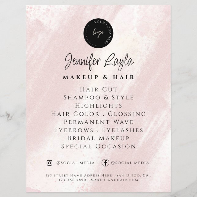 QR-Code | Feminine Beauty Abstrakt Blush Pink Boho Flyer (Vorne)