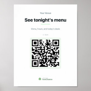 QR-Code-Fensterschild für Restaurants und Geschäft Poster
