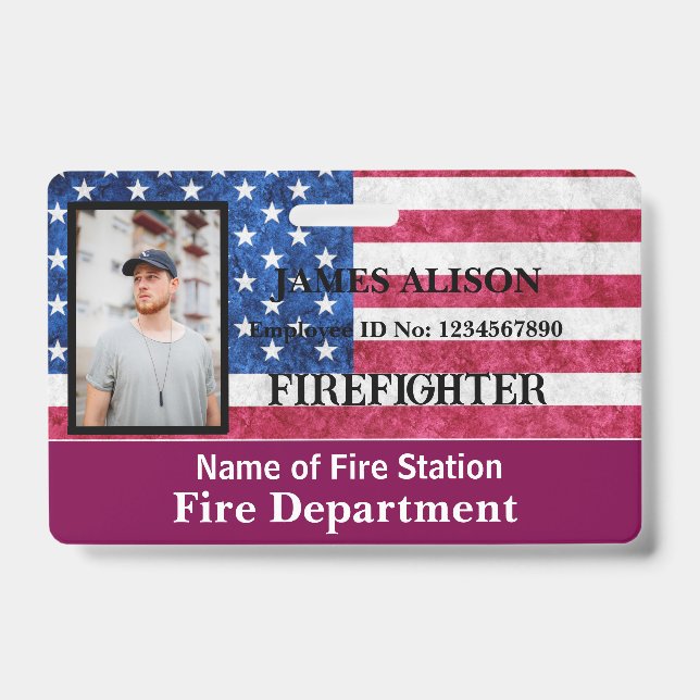 Qr Code Firefighter Foto Name ID-Karte des Mitarbe Ausweis (Vorderseite)