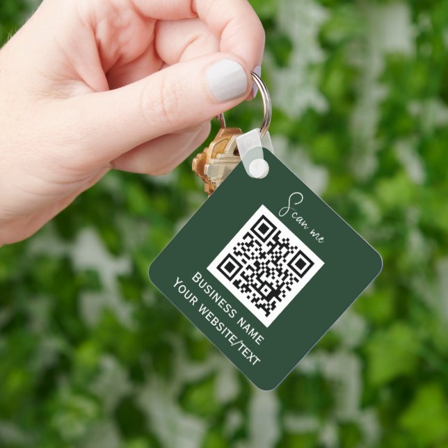 QR-Code-Firmenlogo Beruflich grün Schlüsselanhänger (Hand)