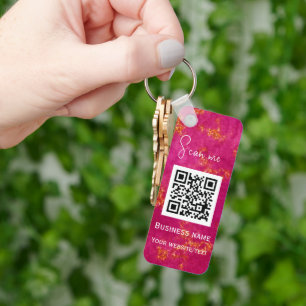 QR-Code-Firmenlogo Beruflich rosa Schlüsselanhänger