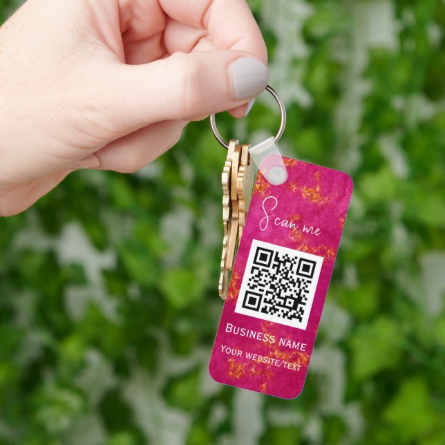 QR-Code-Firmenlogo Beruflich rosa Schlüsselanhänger (Hand)