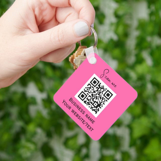 QR-Code-Firmenlogo Berufliches Hot-Pink Schlüsselanhänger (Hand)