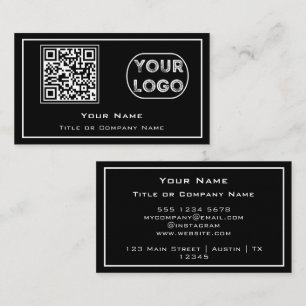 QR-Code-Firmenlogo Black Minimalistisch Business C Visitenkarte