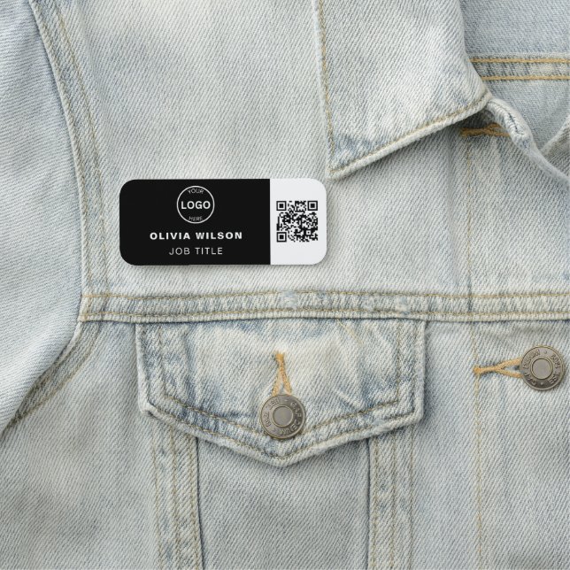 Qr-Code-Firmenlogo Einfache klassische Bezeichnung Namensschild (Beispiel)