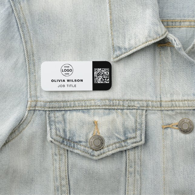 Qr-Code-Firmenlogo Einfache klassische Bezeichnung Namensschild (Beispiel)