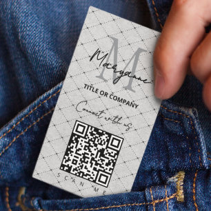 QR-Code-Firmenlogo Grau-Schachbrett Visitenkarte