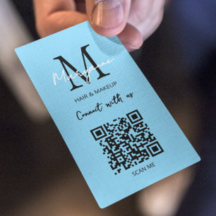 QR-Code Firmenlogo Hellblau Visitenkarte
