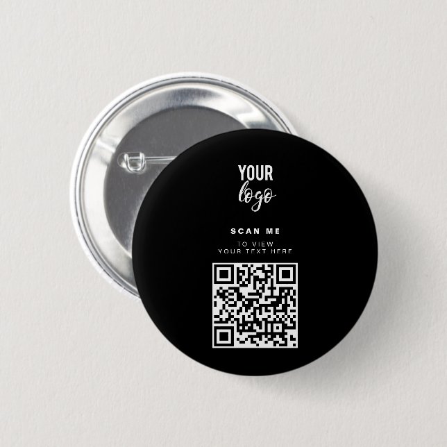 QR-Code-Firmenlogo Minimalistisches Firmenlogo Button (Vorne & Hinten)