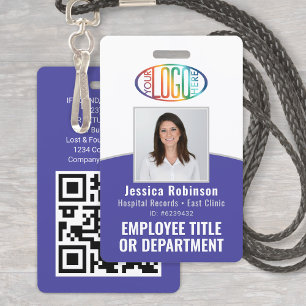 QR-Code Firmenlogo Mitarbeiter Foto-ID Lila Ausweis