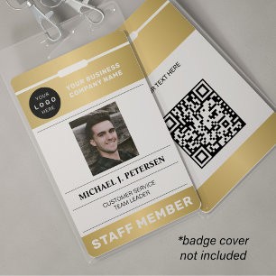 QR-Code Firmenlogo Mitarbeiterfoto Gold ID Ausweis