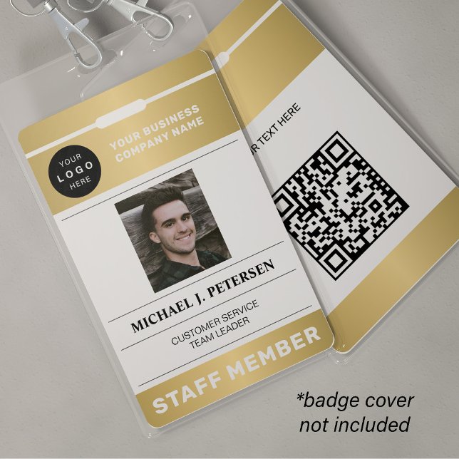 QR-Code Firmenlogo Mitarbeiterfoto Gold ID Ausweis (Von Creator hochgeladen)