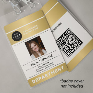 QR-Code Firmenlogo Mitarbeiterfoto goldene ID Ausweis
