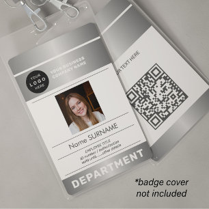 QR-Code Firmenlogo Mitarbeiterfoto silberne ID Ausweis