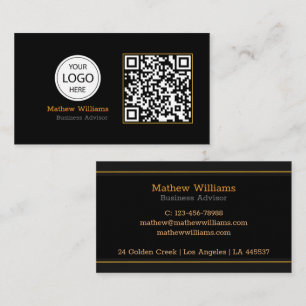 QR-Code-Firmenlogo, modern Black Monogram Pro Visitenkarte